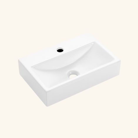 Vasque salle de bain céramique blanc à poser 1 bac 450x300