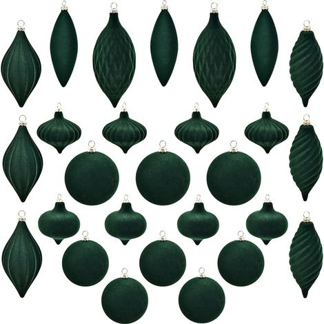 Boule De Noël Velours - 27 Pièces - Diamètre 8 Cm - Décoration Arbre De Noël Intérieur Extérieur - Lot Complet
