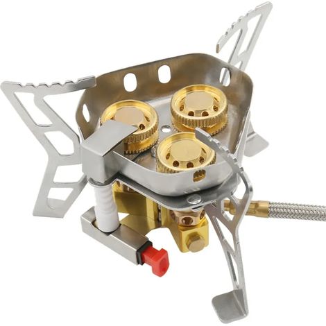 Réchaud coupe-vent à 9 foyers, 19 800 W, brûleur à gaz haute puissance avec vanne de gaz réglable, idéal pour le camping, la cuisine en plein air et les pique-niques. Réchaud de cuisine portable. (1/4)