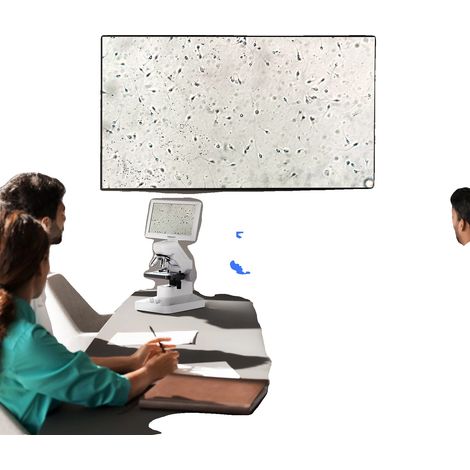 Microscopio biológico, pantalla IPS de 7 pulgadas, aumento de 500X a 1200X, certificación CE, platina de precisión de doble capa, cámara de 8MP (1/5)