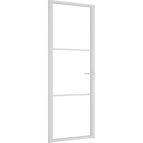 Puerta interior vidrio EGS y aluminio blanco 76x201,5 cm vidaXL