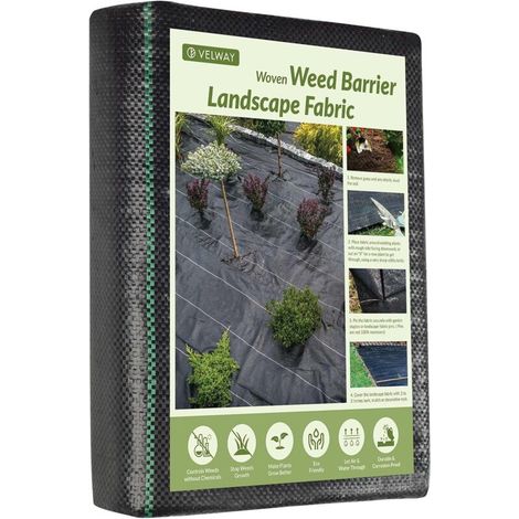 Toile de Paillage 1,2x15M 4x50FT - Geotextile de Paillage Contre Les Mauvais Herbes en 100g/m² Fibres de Polypropylène Tissées Perméable à l'eau, Résiste Rayons UV, Anti Repousse