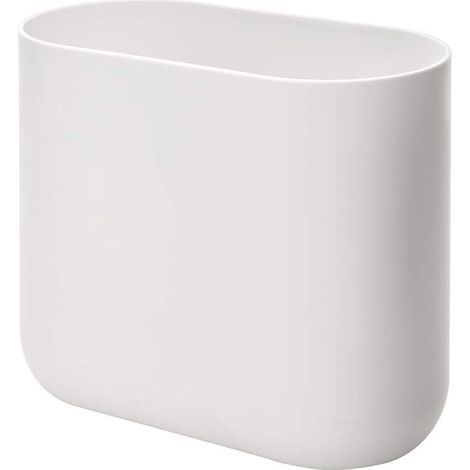 iDesign Cade Cestino spazzatura per bagno o cucina, Piccola pattumiera bagno in plastica, Cestino design per cosmetici, bianco (1/5)