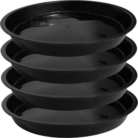 Set di 4 sottovasi rotondi da 35,5 cm (14 pollici) in plastica per vasi: raccolgono l’acqua in eccesso e proteggono il pavimento.