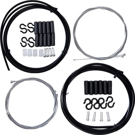 Kit Câbles Frein/Vitesse Universel 2-en-1 - Câbles Acier Carbone Tressé Haute Résistance IPX4 Compatible Shimano/SRAM/Campagnolo Pour VTT/Vélo Route/Pliable (EN14766 Certifié) (1/5)