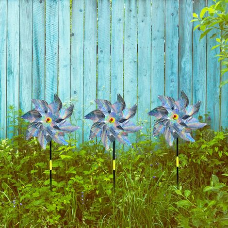 8 moulins à vent réfléchissants anti-oiseaux pour plantes et fleurs de jardin (1/5)