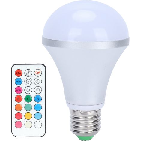 Ampoule E27 RGBW 16 couleurs avec télécommande, éclairage domestique 85-265V, ampoule LED multicolore (1/5)