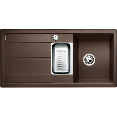 METRA 6 S – Évier de Cuisine Rectangulaire en Granit pour Meubles Bas de 60 cm de Large – Égouttoir Intégré – Marron – 515045 (1/5)