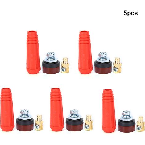 5 connecteurs rapides carrés 10-25 mm², type long rond rouge pour soudure et connexion européenne (1/5)
