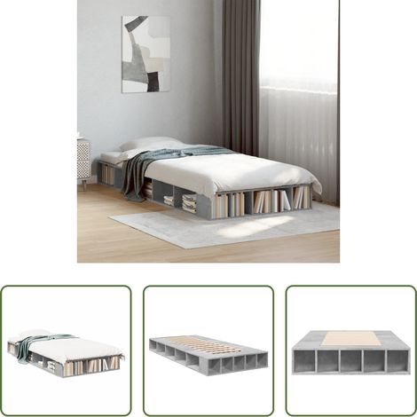 vidaXL Lattenbett -  Bettgestell Betongrau 100x200 cm Holzwerkstoff (1/5)