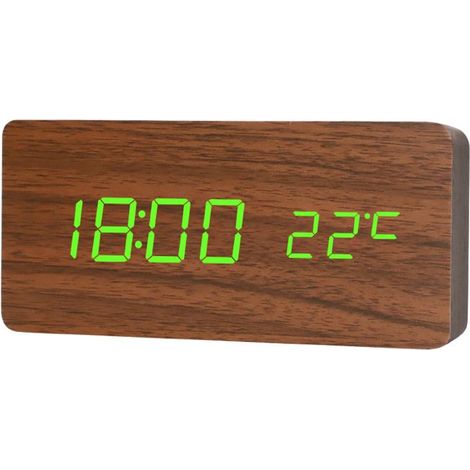 Réveil en bois rétro créatif muet étudiant LED horloge électronique lumineuse horloge en bois de mode salon table de chevet horloge