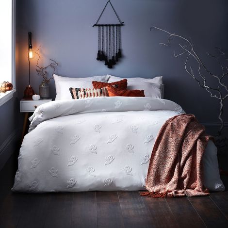 Ensemble de Housse de Couette capitonnée Ghost, Coton, Blanche, Double (1/4)