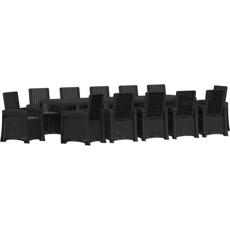 Maison Exclusive - Set da Pranzo per Giardino 14 pz Antracite PP (1/5)
