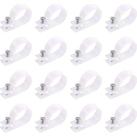 Lot de 60 clips de serrage en nylon et plastique blanc de 2,5 cm pour câbles de type R, clips de fixation pour cordon de montage en nylon avec 60 vis pour la gestion des fils (1/5)