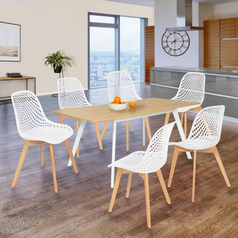 Lote de 6 sillas de comedor MANDY blancas (1/5)