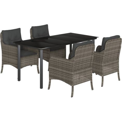 Maison Exclusive - Set comedor de jardín 5 piezas con cojines rat (1/5)