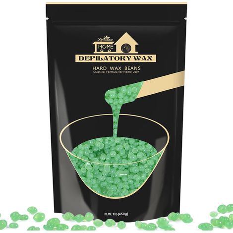 450g Green Aloe Wax Beads with 10 Spatulas Brazilian waxing, for the whole body, intimate parts, face (1/5)