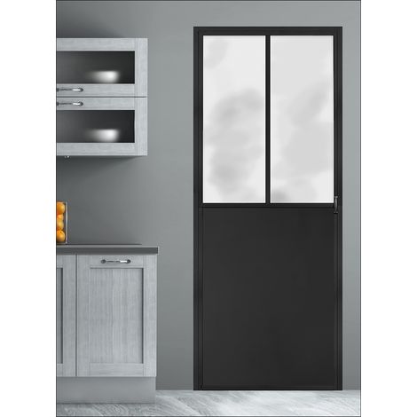 Sticker mural noir trompe-l'œil pour porte – Dimensions 204 cm x 83 cm – Décoration intérieure facile à poser – Effet industriel moderne – Plage (1/5)