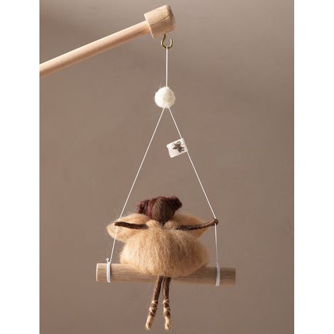 Décoration Murale Suspendue pour Chambre d'Enfant Fée en Feutre et Bois Abricot 15 x 30 cm - PANGIVO
