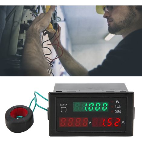 Ampèremètre numérique alternatif avec affichage LED, voltmètre multifonction, moniteur de mesure de courant et d'énergie, 220 V CA (1/5)