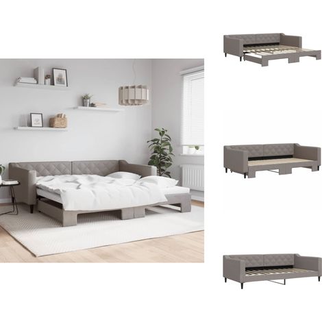 Tagesbett Ausziehbar Taupe 100x200 cm Stoff - Ausziehbares Tagesbett - Ausziehbare Tagesbetten - Schlafbett - Gästebett (1/5)