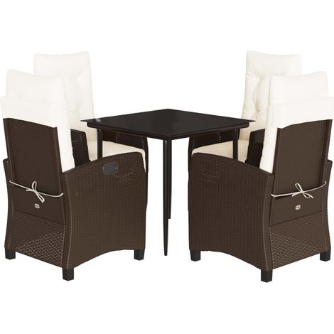 Maison Exclusive - 5-tlg. Garten-Essgruppe mit Kissen Braun Poly