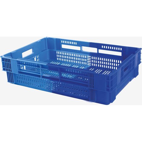 Caisse ajourée empilable emboitable 600 x 400  x 147 mm bicolore 26 L - bleu/bleu - Gilac