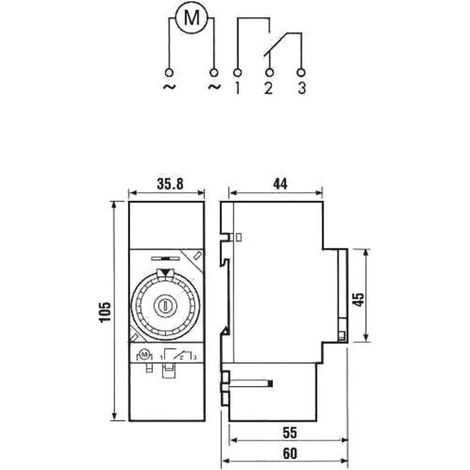 Finder 12.01.8.230.0000 Zeitschaltuhr für Hutschiene 230 V/AC Tagesprogramm, Motorantrieb (1/3)