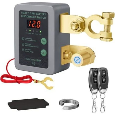 Disjoncteur de Batterie Télécommandé Sans Fil, Coupe Circuit Batterie 12V Télécommande, 240 A Interrupteur D'arrêt Automatique avec Affichage LED pour 12V Voiture Camping Car ATV Camion Bateau (1/5)