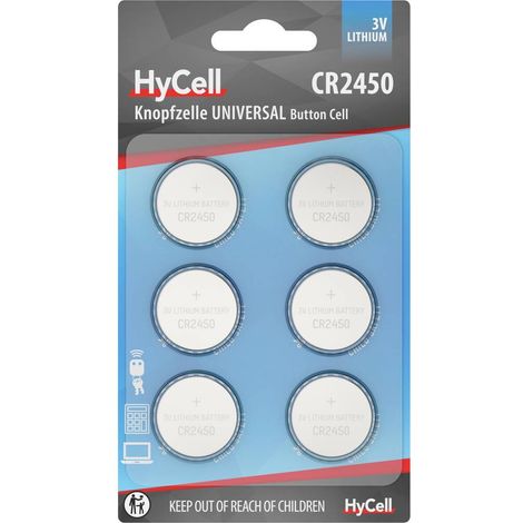 HyCell Batteria a bottone CR 2450 3 V 6 pz. Litio 6er Blister Lithium Knopfzellen CR2450