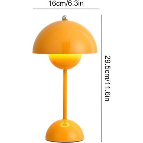 Lampe de Chevet LED - Champignon - Jaune - Rechargeable USB - 3 Modes de Luminosité - Vintage (1/4)