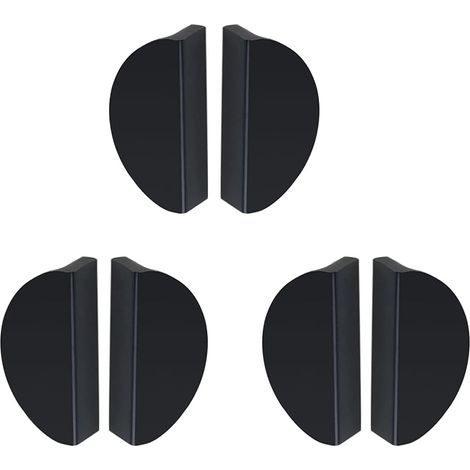 Set of 6 round and triangular stainless steel drawer handles for kitchen cabinets (64 mm / 2.52 inches, round, black) (1/5)