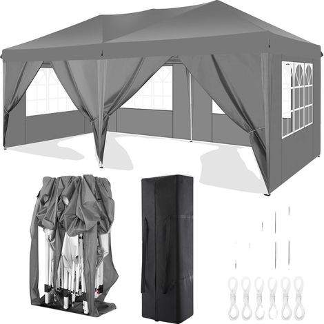 Tenda a baldacchino, materiale impermeabile, altezza regolabile, grigio, 3x6 m (1/2)