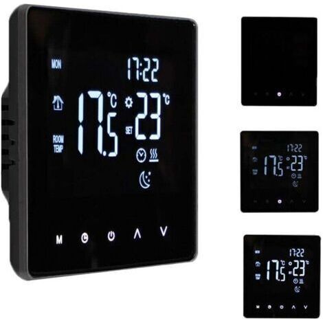 Thermostat Intelligent Régulateur de Température pour Chauffage Électrique Écran LCD Écran Tactile Semaine Programmable Thermostats de Chauffage au Sol pour Bureau à Domicile École Hôtel - Noir,de DEB (1/4)