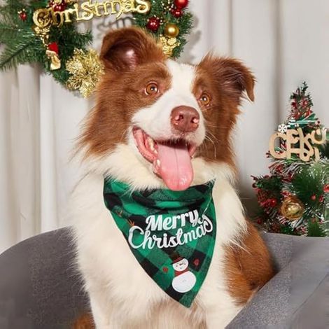 Pcs Christmas Dog Bandanas Classic Plaid Scarf Triangular Washable Christmas Costume Accessories for Small Medium Large Puppy (1/3)