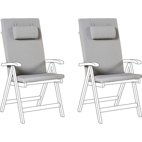Conjunto de 2 cojines para silla de jardín asiento y respaldo acolchado con reposacabezas gris claro Java/Amantea Premium