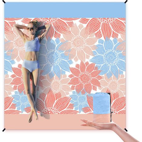 Couverture de plage imperméable et anti-sable extra large 200,7 x 210,8 cm/305,8 x 274,3 cm pour 1 à 8 adultes, tapis de pique-nique en plein air durable pour la plage, les voyages, le camping, (1/3)