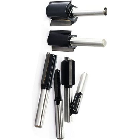 Lot de 6 outils de fraisage professionnels de haute précision à double cannelure en alliage d'acier robuste Accessoires de sculpture sur bois Convient aux graveurs électriques (1/4)