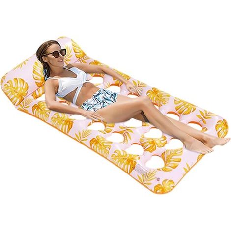Matelas gonflable - Matelas gonflable de piscine - Chaises longues aquatiques - Matelas gonflable de piscine adulte - Fauteuil inclinable - Matelas gonflable une place - Jouets de piscine - jaune - 17 (1/5)