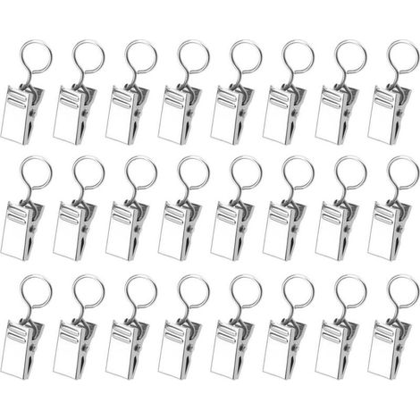 85 Pièces Pinces à Rideaux en Métal, Pince Rideaux Decoration Crochets de Suspension, Crochet fermé, Argent (1/5)