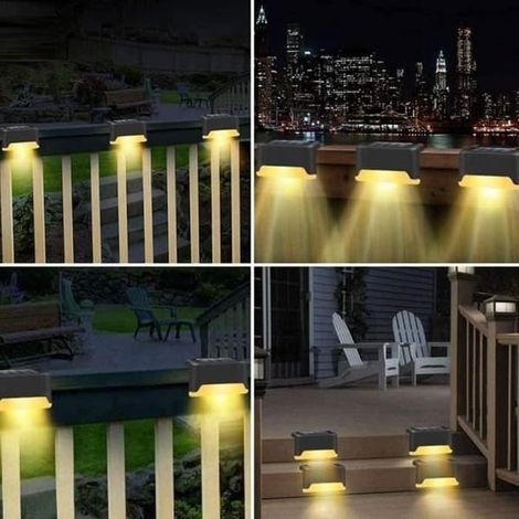 Ensemble de 8 lampes solaires d'extérieur pour escaliers - Résistantes à l'eau - Éclairage LED pour escaliers, marches et jardin - NOIR ET BLANC (1/4)