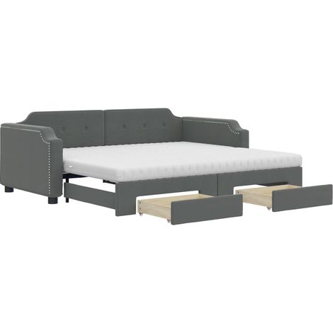 Maison Exclusive - Divano Letto Estraibile Cassetti Grigio Scuro 100x200cm Tessuto