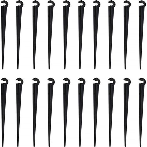 Store8 - Piquets de jardin - Fixation du sol - Piquets en forme de C - Noirs - Piquets pour irrigation goutte à goutte - 200 pièces - Convient pour le jardin et l'irrigation (1/5)