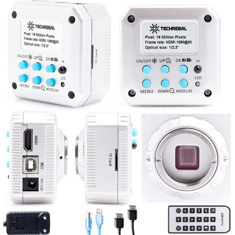Techrebal „Silver Jet“-Kamera 16 MP FULLHD & 4K für Mikroskopie Silber SJ4K16MP/H1600