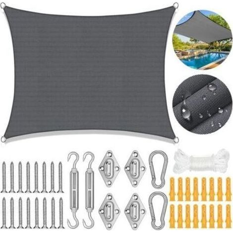 Voile D'ombrage Rectangulaire,Toile Ombrage Exterieur 3x4 m,Voiles D'ombrage pour Patio,Toile D'ombrage Imperméable avec Kit de Fixation,UV Protection,pour Patio Jardin Extérieur Balcon (1/5)