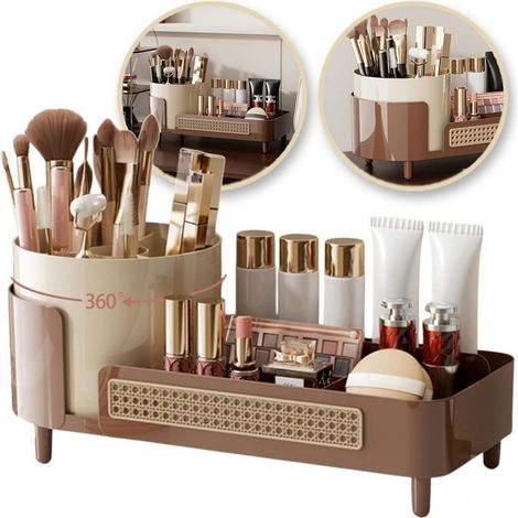 Organizador giratorio Ecarla CB75BR para brochas y cosméticos, trenza vienesa