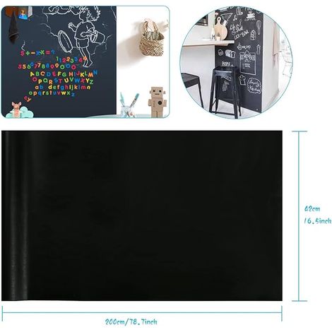 Tableau Craie Ardoise Adhésif Noir Film pour Tableau 42 cm (1/3)
