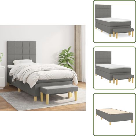Boxspringbett mit Matratze Dunkelgrau 80x200 cm Stoff - Boxspringbett - Doppelbett - Bettenrahmen - Schlafsystem - Liegekomfort (1/5)