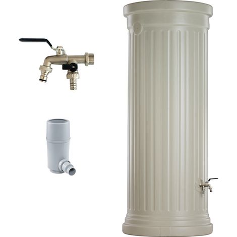 GARANTIA Säulentank Komplett-Set 1000 Liter sandbeige inkl. Chrom-Doppelauslaufhahn und Fallrohranschluss (1/5)