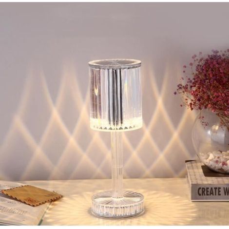 Lampe de Table - GOBRO - Veilleuse Tactile - Cristal - 16 Couleurs - Rechargeable USB